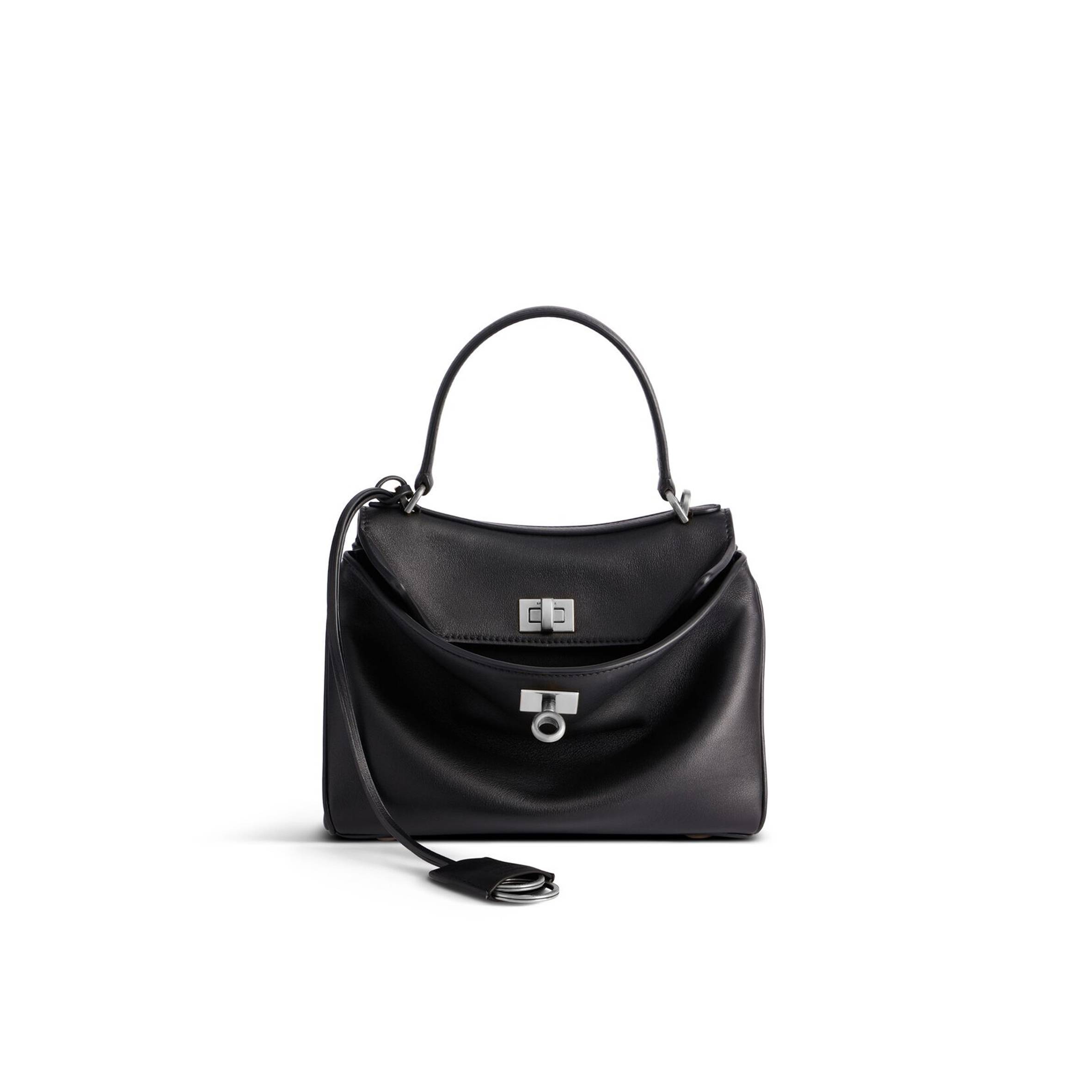 Ba*len*cia*ga rodeo mini handbag in black smooth calfskin (23*10*8cm)